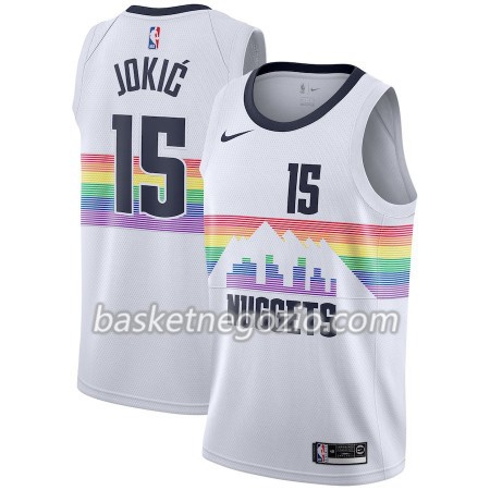 Canotte Uomo Denver Nuggets Nikola Jokic 15 2018-19 Nike City Edition Bianco Swingman
